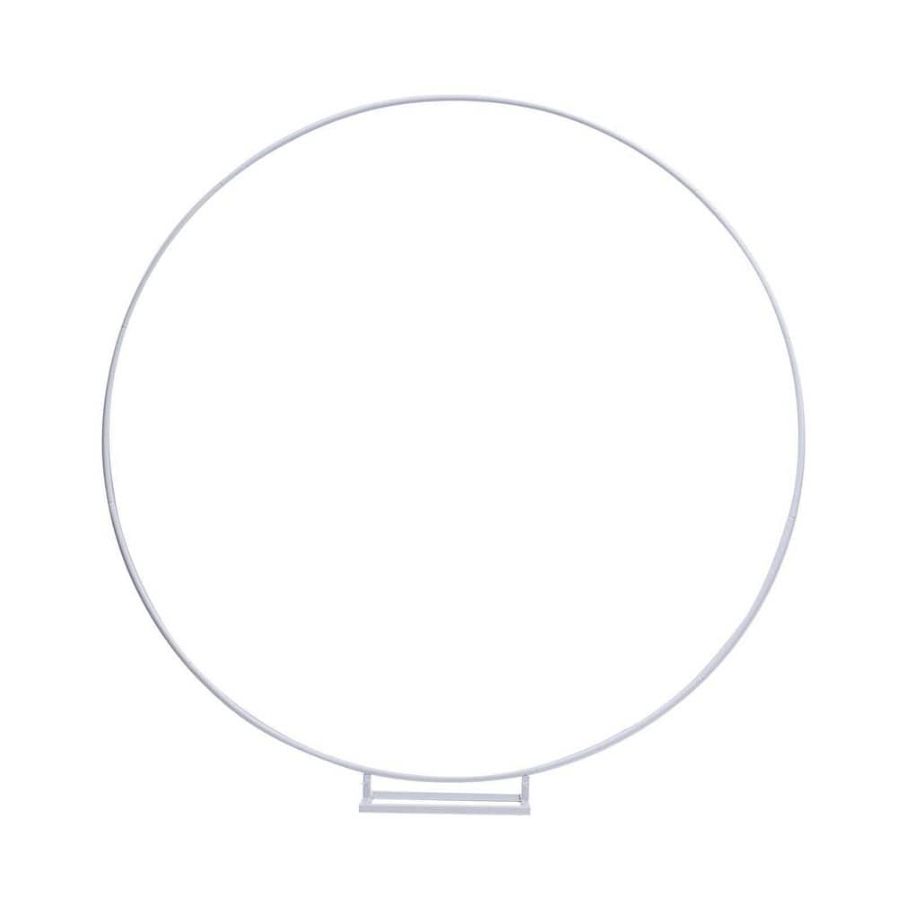 YIYIBYUS 82.74 in. x 78.8 in. White Round Steel Pipe Wedding Arch Stand