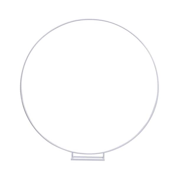 YIYIBYUS 82.74 in. x 78.8 in. White Round Steel Pipe Wedding Arch Stand Arbor