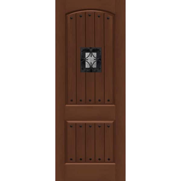 Steves & Sons Regency 36 in. x 96 in. 2P Plank Oxford SE Universal Handing Chestnut Stain Fiberglass Front Door Slab with Clavos
