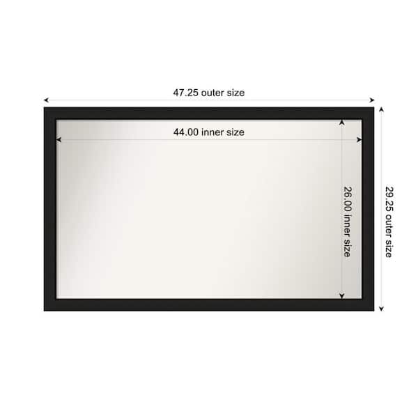 Amanti Art Midnight Black Narrow 47.25 in. x 29.25 in. Custom Non-Beveled Wood Framed Bathroom Vanity Wall Mirror