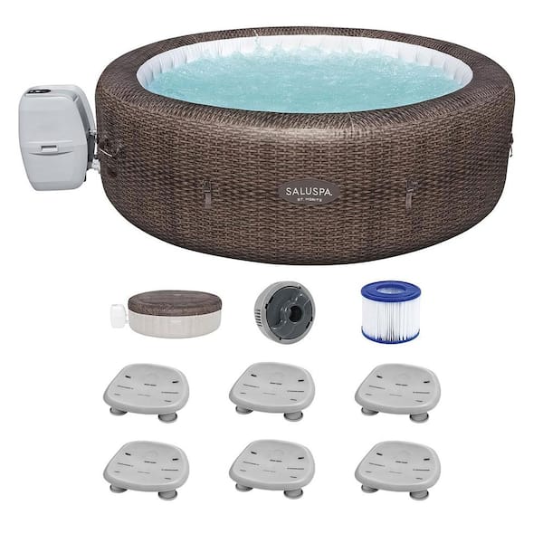 Bestway SaluSpa St Moritz 7-Person 180-Jet Hot Tub with Set of 6 Underwater Pool and Spa Seats