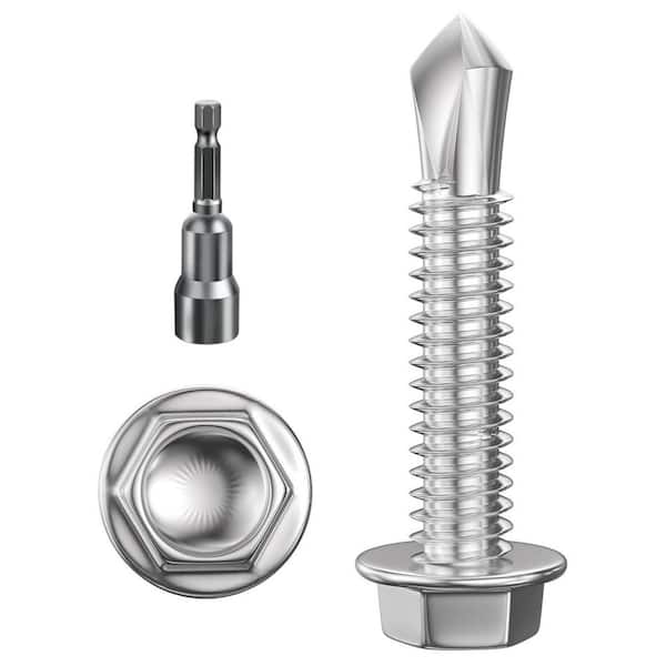 1 in. 410-Stainless Steel Metal Sheet Screws, Hex Washer Head Self for Wood, Metal or Other Hard Materials (250-Pack)