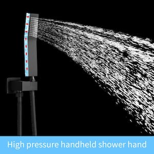 2 Handles 1-Spray Shower Faucet Handheld Shower System 1.8 GPM with High Pressure in Matte Black