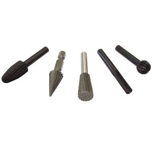 5-Pieces 1/4 in. Shank Rotary File Asst