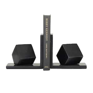 6 in. x 6 in. Black Marble Modern Bookends (Set of 2)