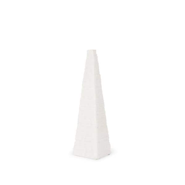 Mercana Pyramid White Rough Marble Obelisk 13 in.