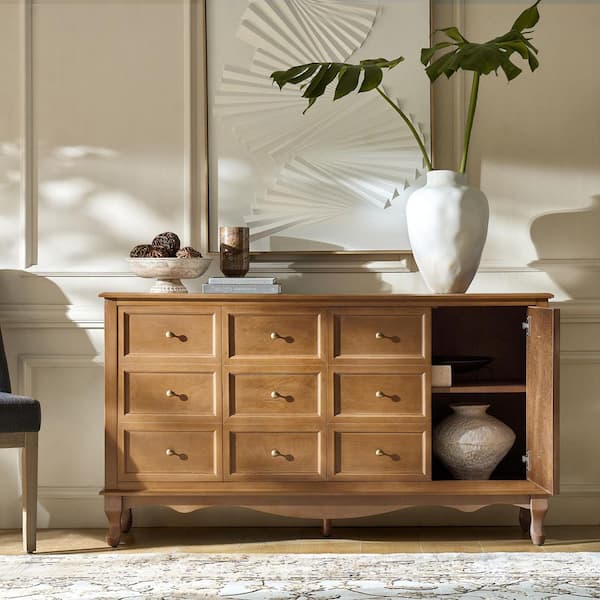 Clare Acorn 58" Wide 4 door Sideboard with Apron Design and Solid Wood Legs