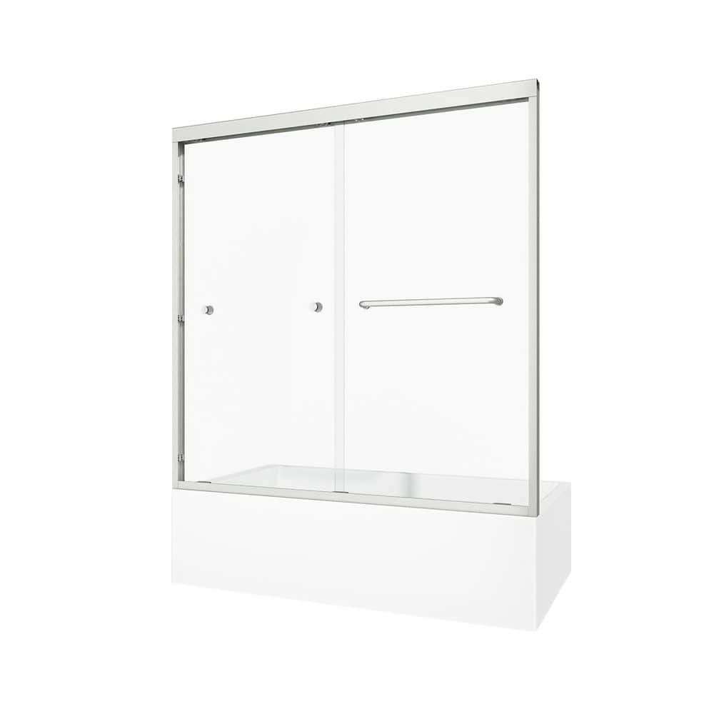 60 in. W x 60 in. H Double Sliding Tub Door in Brushed Nickel with Clear Tempered Glass price history on PriceWatchPro
