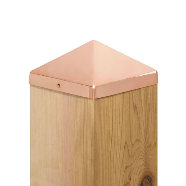 NOMINAL 8 in. x 8 in. Pyramid Slip Over Copper Fence Post Cap