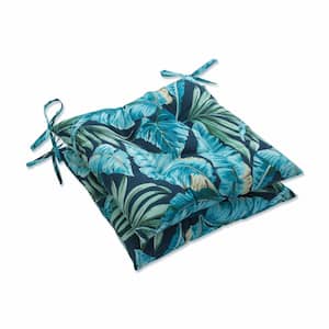 Floral 19 x 19 2-Piece Outdoor Dining chair Cushion in Blue/Green Tortola