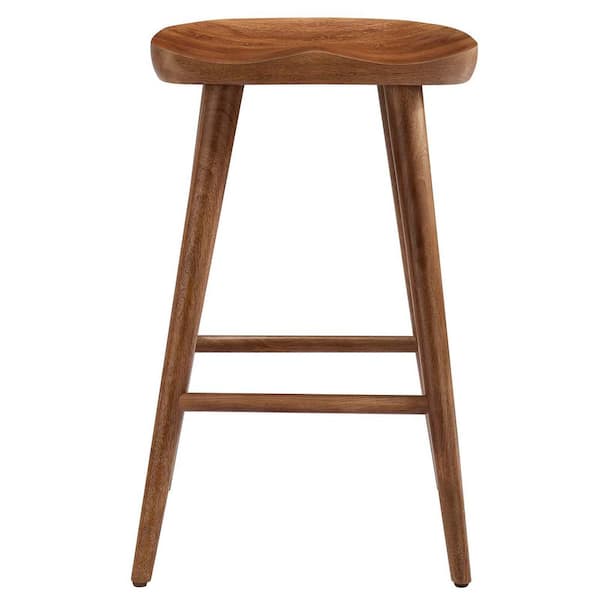 MODWAY Saville 27 in. in Walnut Backless Wood Counter Stools - Set