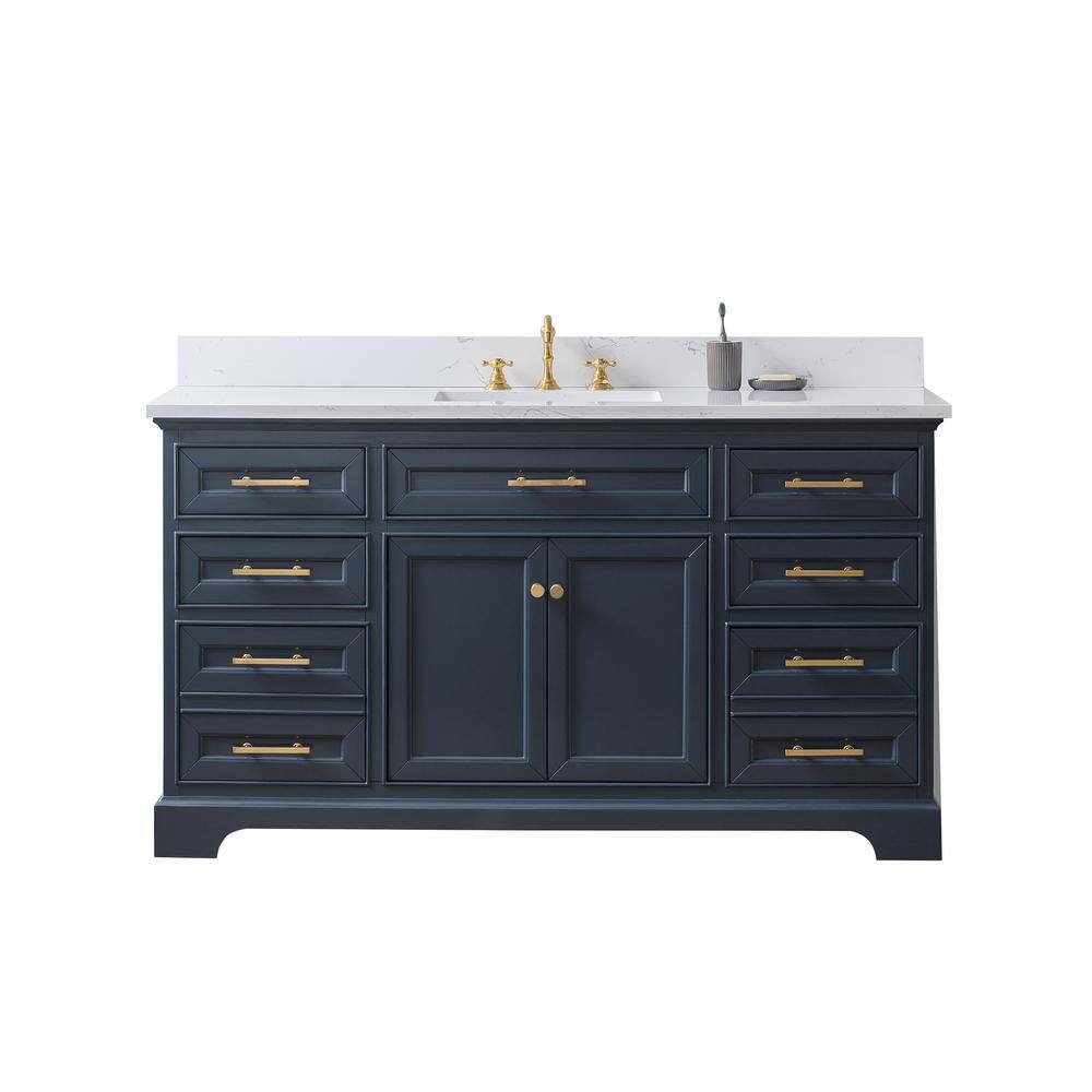 SUDIO Thompson 60 in. W x 22 in. D Bath Vanity in Indigo Blue with