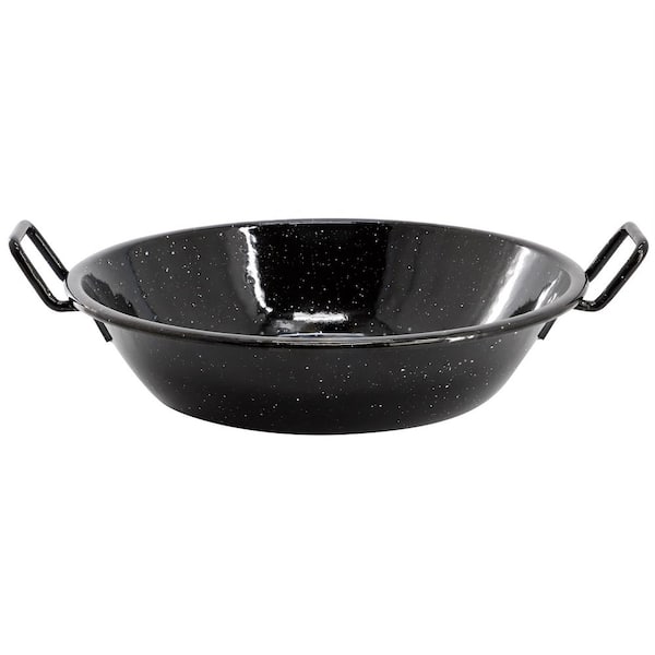 Castillo 9.5 in. Enameled Steel Paella Pan in Speckled Black