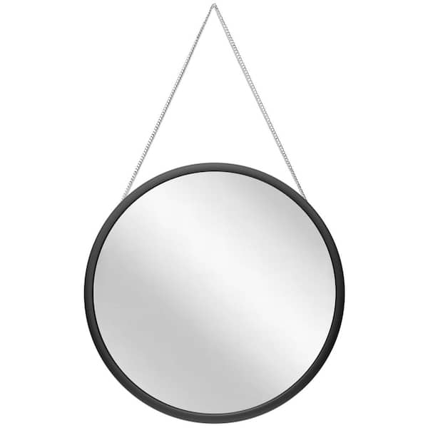 Infinity Instruments Franc II 17.5 in. W x 17.5 in. H Black Plastic Frame Round Wall Mirror