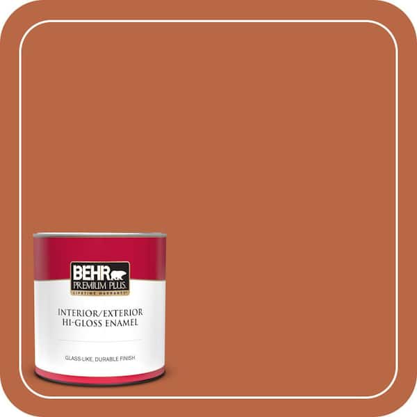 BEHR PREMIUM PLUS 1 qt. Home Decorators Collection #HDC-FL15-01 Pumpkin Drizzle Hi-Gloss Enamel Interior/Exterior Paint & Primer