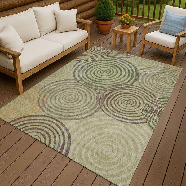 Chantille Machine Washable Indoor/Outdoor Abstract ACN2435 Aloe 9 ft. x 12 ft. Area Rug