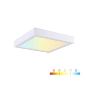 9 in. Square Color Selectable Integrated LED Flush Mount Downlight in white