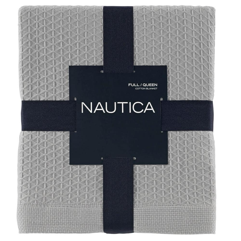 Classic Diamond Weave Cotton Queen Blanket in Gray