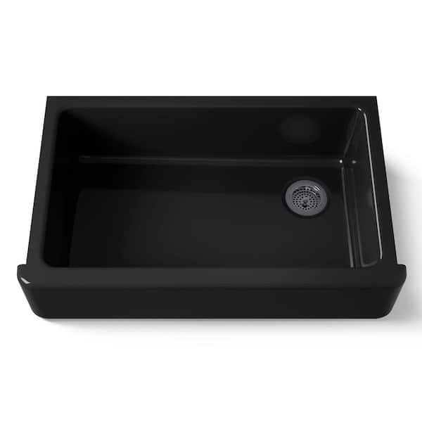KOHLER Whitehaven Black Cast Iron 36 in. Single Bowl Farmhouse Apron Kitchen Sink