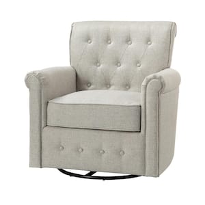 Andrin Oatmeal Swivel Armchair with Metal Base