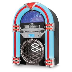 Broadway Bluetooth Jukebox CD Player, FM Radio, Built-In Stereo Speakers and Color Changing LED Lighting, Black