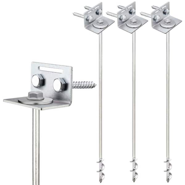 Ground Anchors Screw in-24 in. Set of 4 with Brackets and Drill Bit-Mobile Home Anchors-Swing Set Anchors