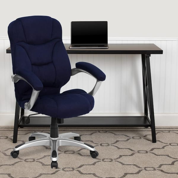 Boss Office Products Microfiber Deluxe Posture Chair with Adjustable Arms, Blue/Black