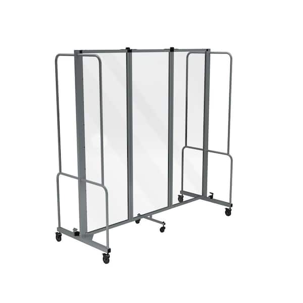 HAMPDEN FURNISHINGS Otis Collection 3 Panel Clear Acrylic Room Divider Clear/Grey