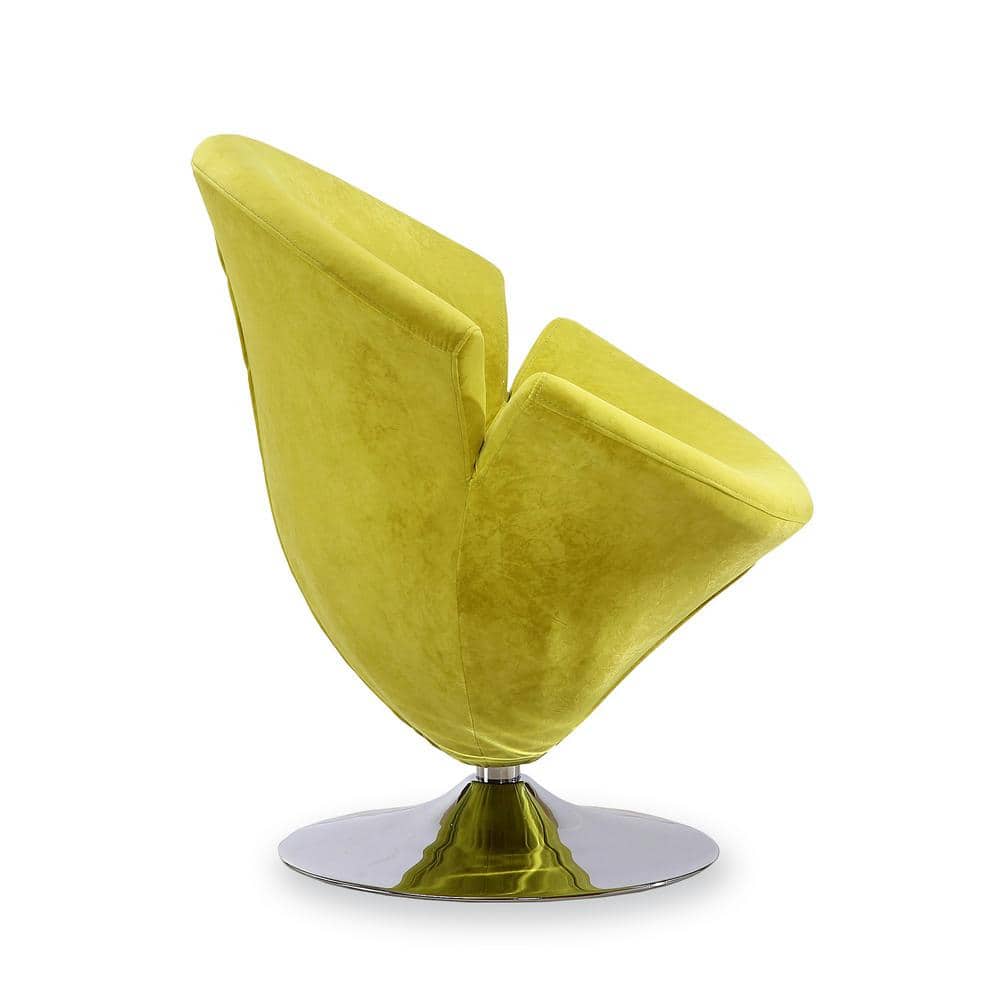 Blossom Unfolding Green Velvet Barrel Swivel Accent Chair