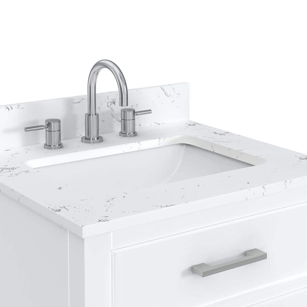 Brooks 25'' White Single Bathroom Vanity with Engineered Marble Top