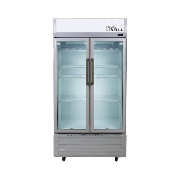 PREMIUM 18.0 cu. ft. Commercial Upright Display Refrigerator 2-Glass Door Beverage Cooler in Silver