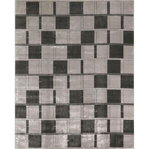 Nordic Grey Black 8 ft. x 10 ft. All-over design Contemporary Area Rug