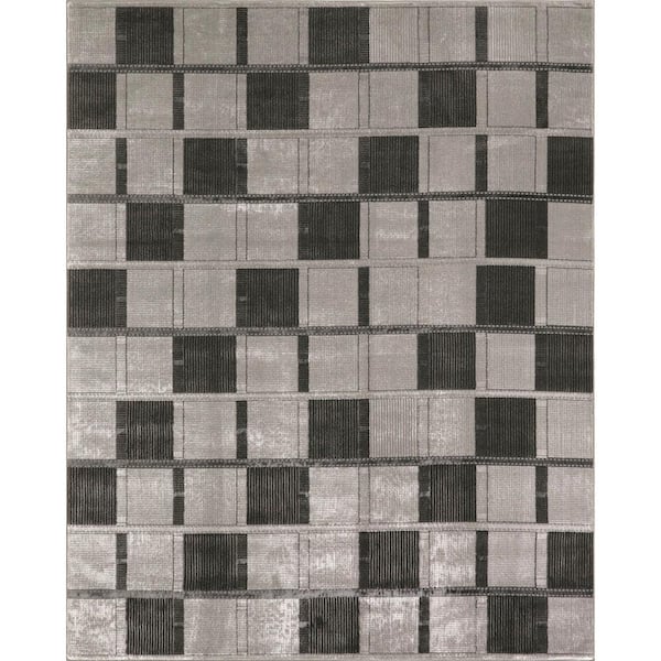 Nourison Nordic Grey Black 8 ft. x 10 ft. All-over design Contemporary Area Rug