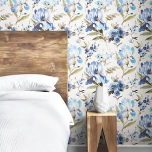 30.75 sq. ft. Iris Blue Peel and Stick Wallpaper