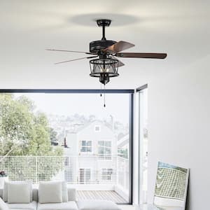 50 in. Indoor Brown Ceiling Fan with Lights Reversible Blades and Pull Chain Control