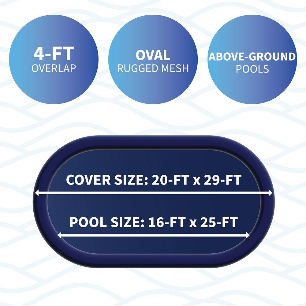 Black Polyethylene Oval Mesh Above-Ground Pool Winter Cover