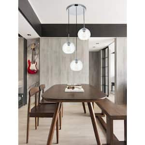 Timeless Home Blake 3-Light Chrome Pendant with Clear Glass Shade
