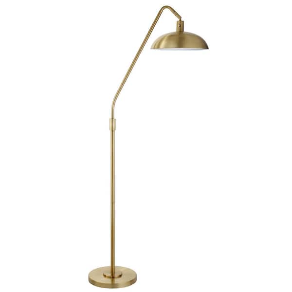HomeRoots 66.25 in Gold Reading Standard Floor Lamp With Gold Bowl Shade