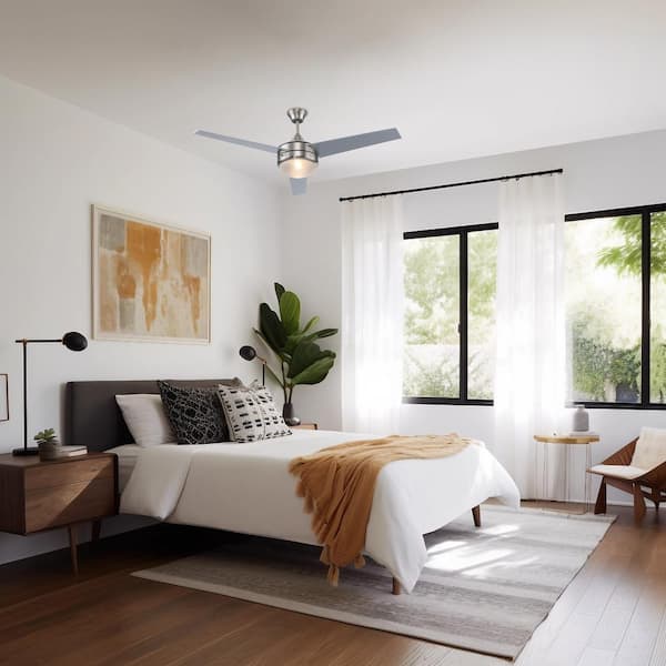 Cappleman 52 in. Indoor Brushed Nickel 2-Light Modern Ceiling Fan with Light, Pull Chains, and 3 Blades