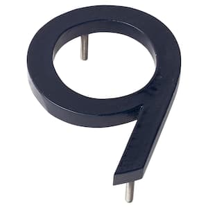 4 in. Navy Aluminum Floating or Flat Modern House Number 9