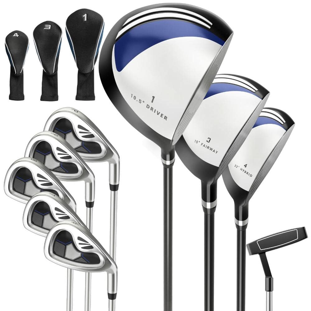 Men's 9-Piece Golf Club Set Right Hand 460cc 10.5 Deg. Aluminum Driver 3-Wood 4-Hybrid 6-9 P Irons Mallet Putter 3 price history on PriceWatchPro
