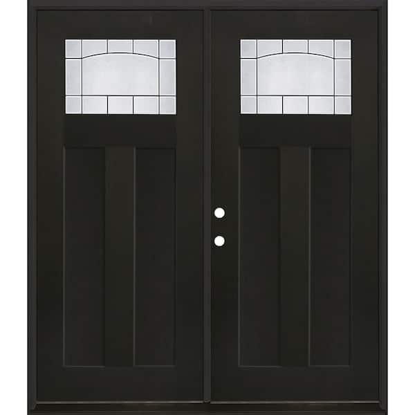 Regency 72 in. x 80 in. 1/4 TopL Empire Deco Glass RHIS Onyx Fiberglass Double Prehung Front Door with 4-9/16 Jamb