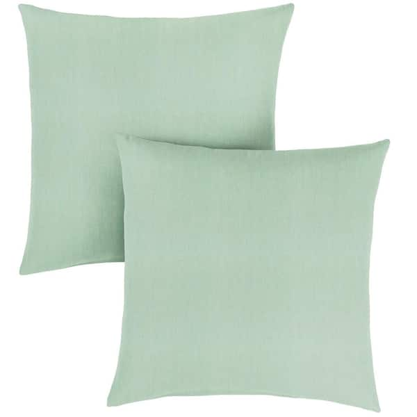 Sorra Home 18 in. x 18 in. x 6 in. Gardenia Seaglass Square Outdoor/Indoor Knife Edge Throw Pillow (Set of 2)