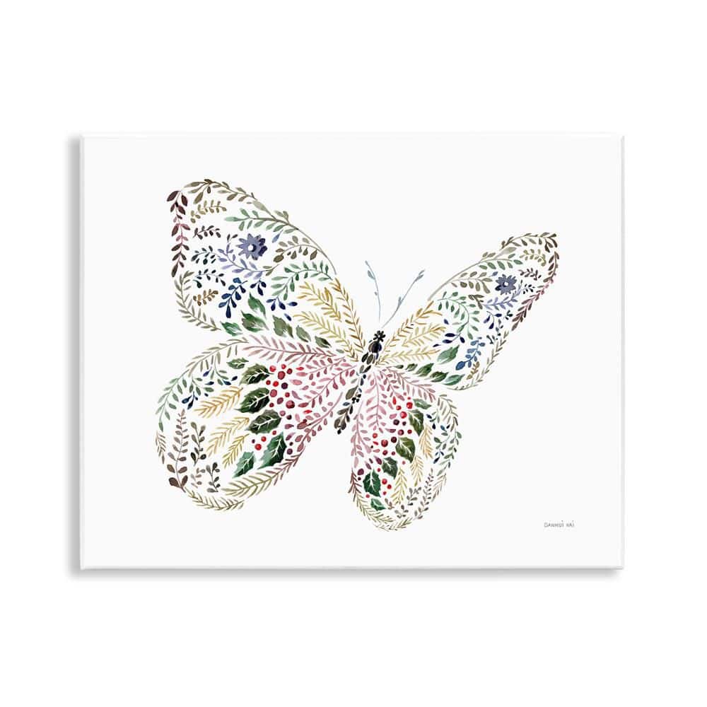 Floral Nature Butterfly by Danhui Nai Unframed Animal Graphic Art Print 11 in. x 14 in. price history on PriceWatchPro