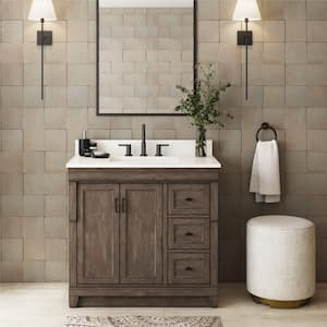 Naples 36 in. W x 21.63 in. D x 34 in. H Bath Vanity Cabinet without Top in Distressed Grey