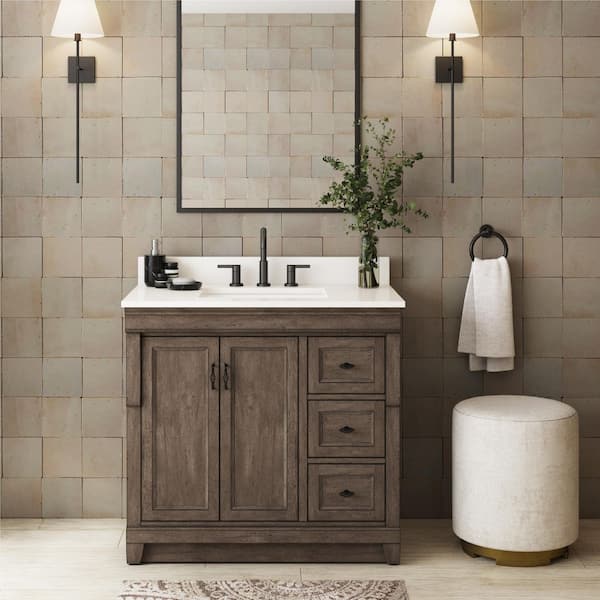 Naples 36 in. W x 21.63 in. D x 34 in. H Bath Vanity Cabinet without Top in Distressed Grey