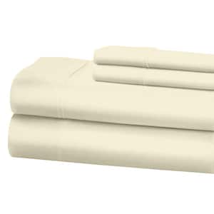 1200 Thread Count Deep Pocket Solid Cotton Sheet Set (King, Ivory)