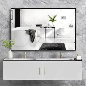 40 in. W x 27 in. H Modern Medium Rectangular Aluminum Framed Wall Mounted Bathroom Vanity Mirror in Black