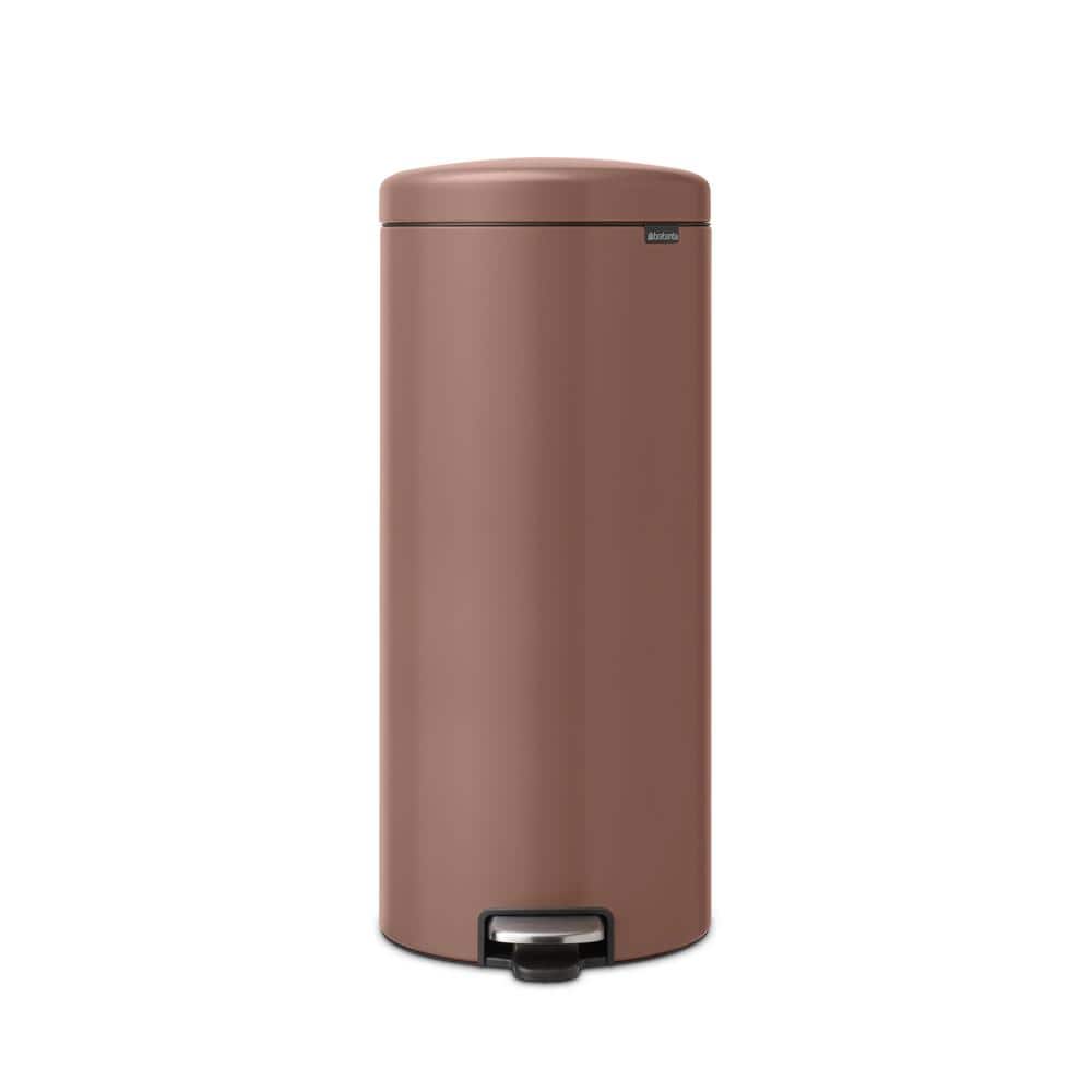 Satin Taupe 8-Gallon Fingerprint Resistant Step-On Trash Can