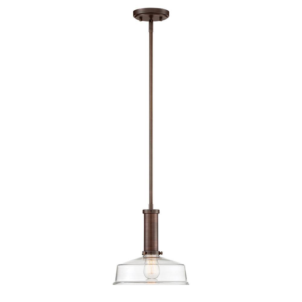 Carson Modern Farmhouse Industrial Bronze Glass Pendant Light